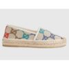 Gucci Unisex Espadrille Multicolor GG Linen Canvas Cord Platform Rubber Bottom