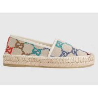 Gucci Unisex Espadrille Multicolor GG Linen Canvas Cord Platform Rubber Bottom (5)