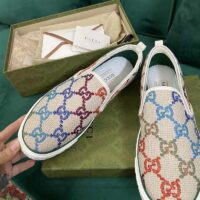 Gucci Unisex Espadrille Multicolor GG Linen Canvas Cord Platform Rubber Bottom (3)