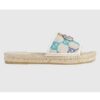 Gucci Unisex GG Espadrille Slides Multicolor GG Linen Canvas 2cm Heel