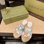 Gucci Unisex GG Espadrille Slides Multicolor GG Linen Canvas 2cm Heel - Imagen 4
