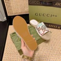 Gucci Unisex GG Espadrille Slides Multicolor GG Linen Canvas 2cm Heel (14)