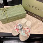 Gucci Unisex GG Espadrille Slides Multicolor GG Linen Canvas 2cm Heel - Imagen 3