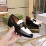 Gucci Unisex GG Loafer Web Interlocking G White Black Leather Green Red Web - Bild 8
