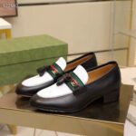Gucci Unisex GG Loafer Web Interlocking G White Black Leather Green Red Web - Bild 5