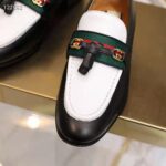 Gucci Unisex GG Loafer Web Interlocking G White Black Leather Green Red Web - Bild 9