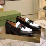 Gucci Unisex GG Loafer Web Interlocking G White Black Leather Green Red Web - Bild 2