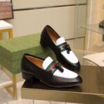 Gucci Unisex GG Loafer Web Interlocking G White Black Leather Green Red Web - Bild 4