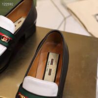 Gucci Unisex GG Loafer Web Interlocking G White Black Leather Green Red Web (1)