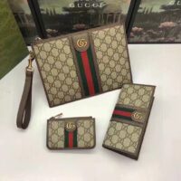 Gucci Unisex GG Ophidia Card Case Beige Ebony GG Supreme Double G (7)