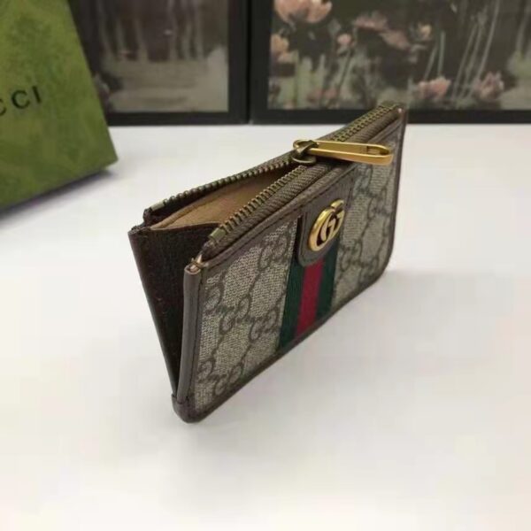 Gucci Unisex GG Ophidia Card Case Beige Ebony GG Supreme Double G (3)