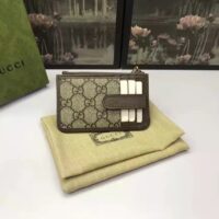 Gucci Unisex GG Ophidia Card Case Beige Ebony GG Supreme Double G (7)