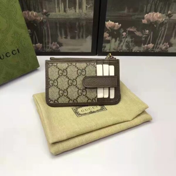 Gucci Unisex GG Ophidia Card Case Beige Ebony GG Supreme Double G (5)