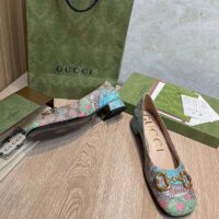 Gucci Unisex GG Tiger Ballet Flat Horsebit Tiger Flower Beige Ebony Supreme Canvas (5)