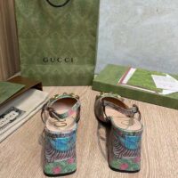 Gucci Unisex GG Tiger Mid-Heel Slingback Tiger Flower Beige Ebony Supreme Canvas (7)