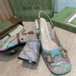 Gucci Women GG Tiger Mid-Heel Slingback Tiger Flower Beige Ebony Supreme Canvas - Image 10