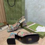 Gucci Women GG Tiger Mid-Heel Slingback Tiger Flower Beige Ebony Supreme Canvas - Image 7