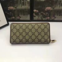 Gucci Unisex Gucci 1955 Horsebit Zip Around Wallet Beige Ebony GG Supreme Canvas (4)