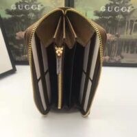 Gucci Unisex Gucci 1955 Horsebit Zip Around Wallet Beige Ebony GG Supreme Canvas (4)