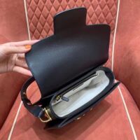 Gucci Unisex Horsebit 1955 Shoulder Bag Black Ivory GG Denim Jacquard (2)