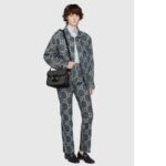 Gucci Women Horsebit 1955 Shoulder Bag Black Ivory GG Denim Jacquard – Bild 12