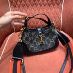 Gucci Women Jackie 1961 Mini Shoulder Bag Black Ivory GG Denim Jacquard - Image 3