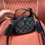 Gucci Women Jackie 1961 Mini Shoulder Bag Black Ivory GG Denim Jacquard - Image 4
