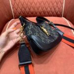 Gucci Women Jackie 1961 Mini Shoulder Bag Black Ivory GG Denim Jacquard - Image 9
