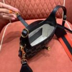 Gucci Women Jackie 1961 Mini Shoulder Bag Black Ivory GG Denim Jacquard - Image 11