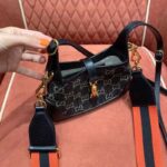 Gucci Women Jackie 1961 Mini Shoulder Bag Black Ivory GG Denim Jacquard - Image 7