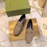 Gucci Unisex Maxi GG Jordaan Loafer Camel Ebony Maxi Canvas Canvas - Image 4