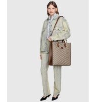 Gucci Unisex Medium Tote Interlocking G Beige Ebony Brown GG Supreme Canvas (6)