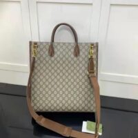 Gucci Unisex Medium Tote Interlocking G Beige Ebony Brown GG Supreme Canvas (6)