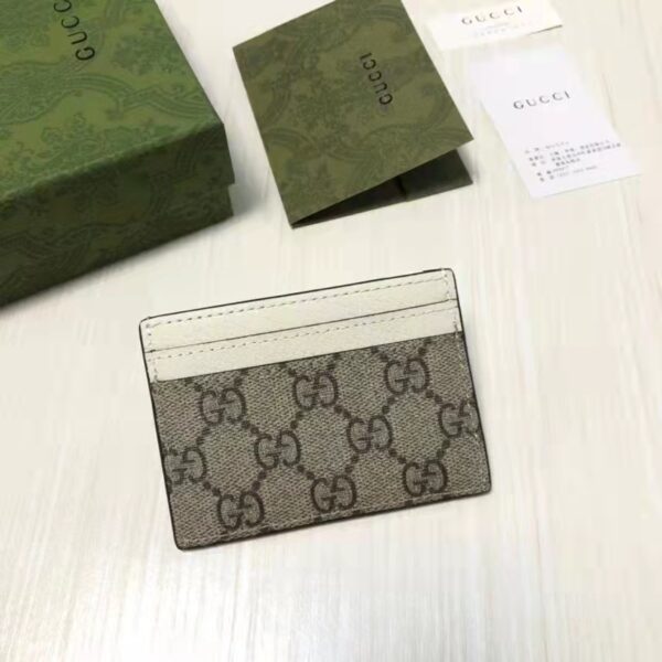 Gucci Unisex Ophidia Card Case Beige Ebony GG Supreme Canvas Double G (4)