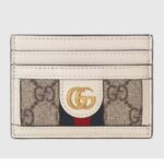 Porte-cartes unisexe Gucci Ophidia beige ébène, toile suprême GG Double G