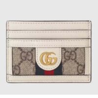 Gucci Unisex Ophidia Card Case Beige Ebony GG Supreme Canvas Double G (5)