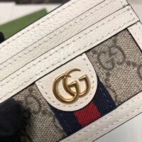 Gucci Unisex Ophidia Card Case Beige Ebony GG Supreme Canvas Double G (5)
