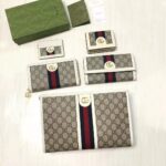 Gucci Unisex Ophidia Card Case Beige Ebony GG Supreme Canvas Double G – Image 8