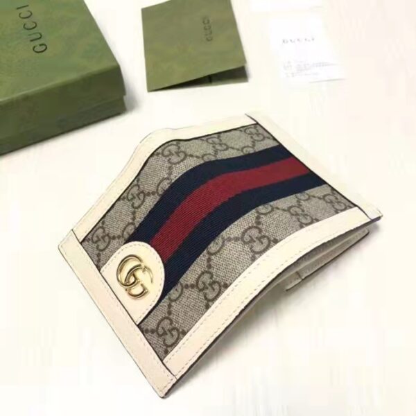 Gucci Unisex Ophidia Card Case Wallet Beige Ebony GG Supreme Canvas (10)
