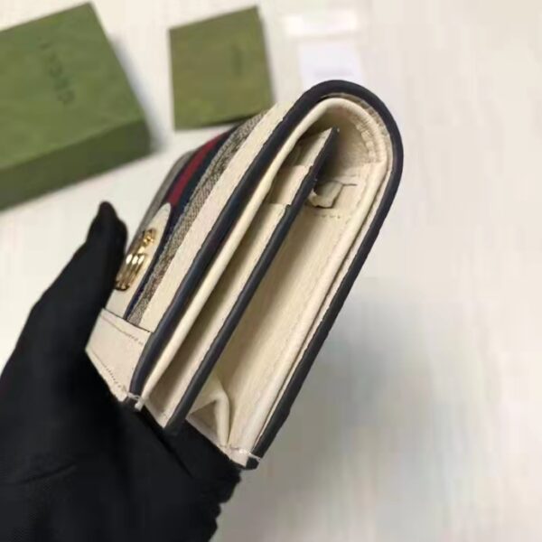 Gucci Unisex Ophidia Card Case Wallet Beige Ebony GG Supreme Canvas (3)