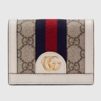 Gucci Unisex Ophidia Card Case Wallet Beige Ebony GG Supreme Canvas (4)