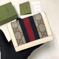 Gucci Unisex Ophidia Card Case Wallet Beige Ebony GG Supreme Canvas (4)