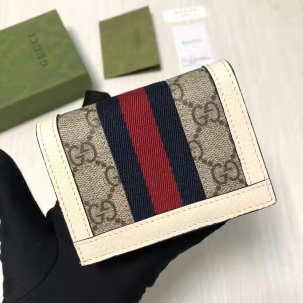 Gucci Unisex Ophidia Card Case Wallet Beige Ebony GG Supreme Canvas (5)