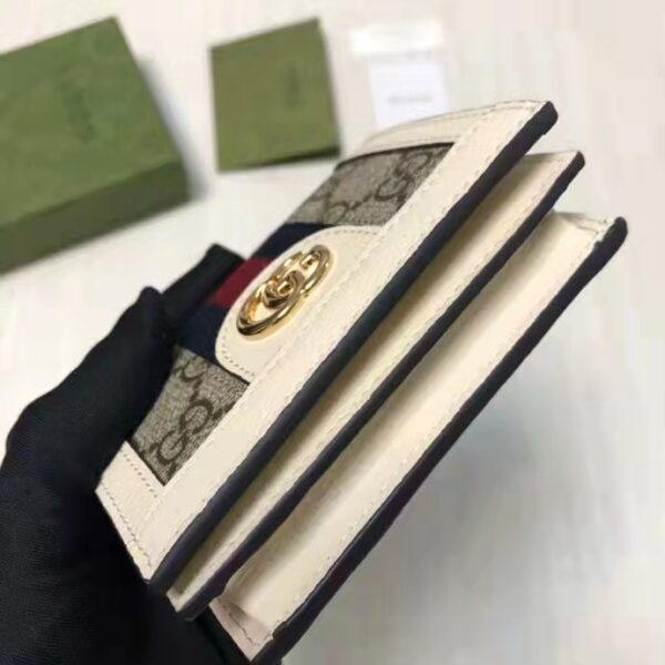Gucci Unisex Ophidia Card Case Wallet Beige Ebony GG Supreme Canvas (6)