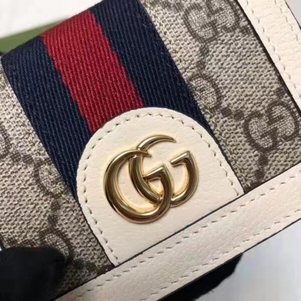 Gucci Unisex Ophidia Card Case Wallet Beige Ebony GG Supreme Canvas (7)