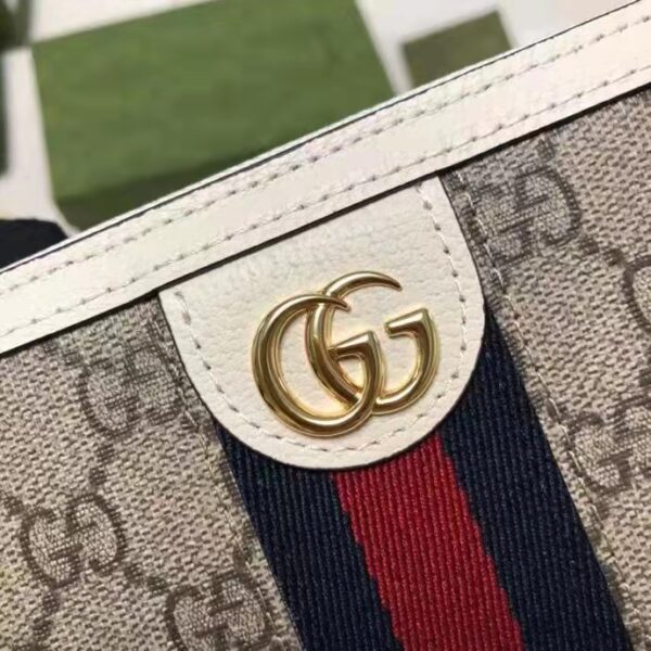 Gucci Unisex Ophidia Card Case Wallet Web Beige Ebony GG Supreme Canvas (1)