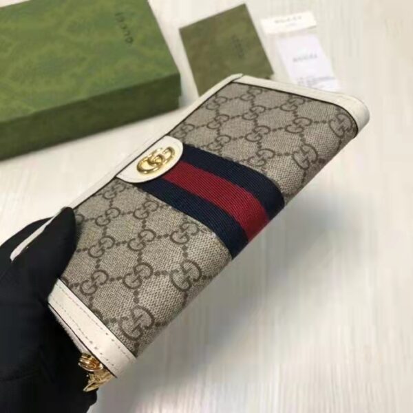 Gucci Unisex Ophidia Card Case Wallet Web Beige Ebony GG Supreme Canvas (10)