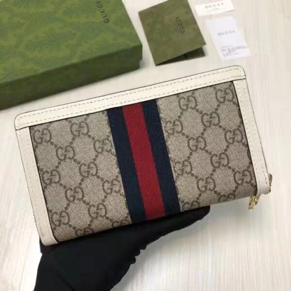 Gucci Unisex Ophidia Card Case Wallet Web Beige Ebony GG Supreme Canvas (5)