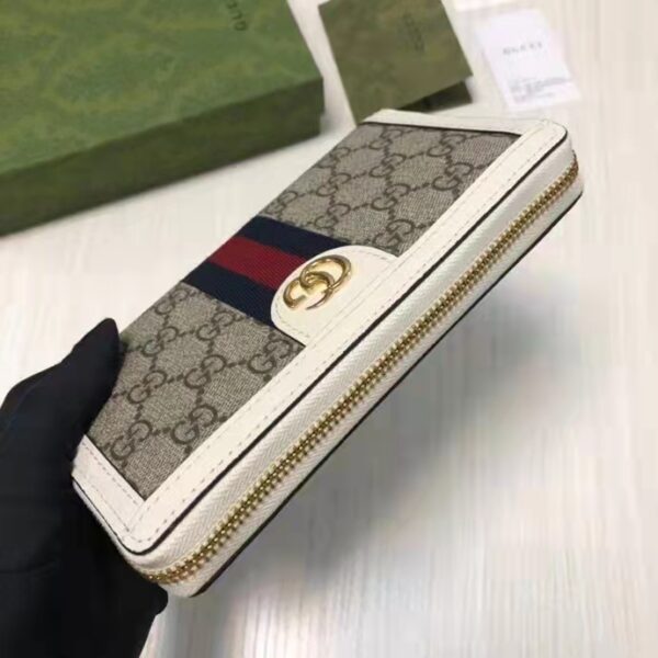 Gucci Unisex Ophidia Card Case Wallet Web Beige Ebony GG Supreme Canvas (6)