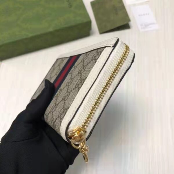 Gucci Unisex Ophidia Card Case Wallet Web Beige Ebony GG Supreme Canvas (8)